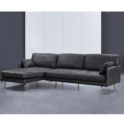 New light luxury L-shaped chaise longue combination full leather office living room oil wax leather sofa factory direct sales