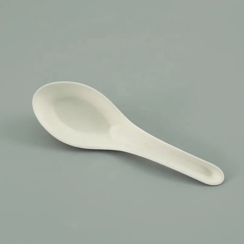 Biodegradable Disposable Paper Sugarcane Bagasse Chinese Soup Dinner Spoon For Serving
