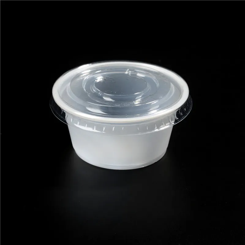 4 oz 120 ml food grade PS white translucent round disposable plastic sauce cup with lid