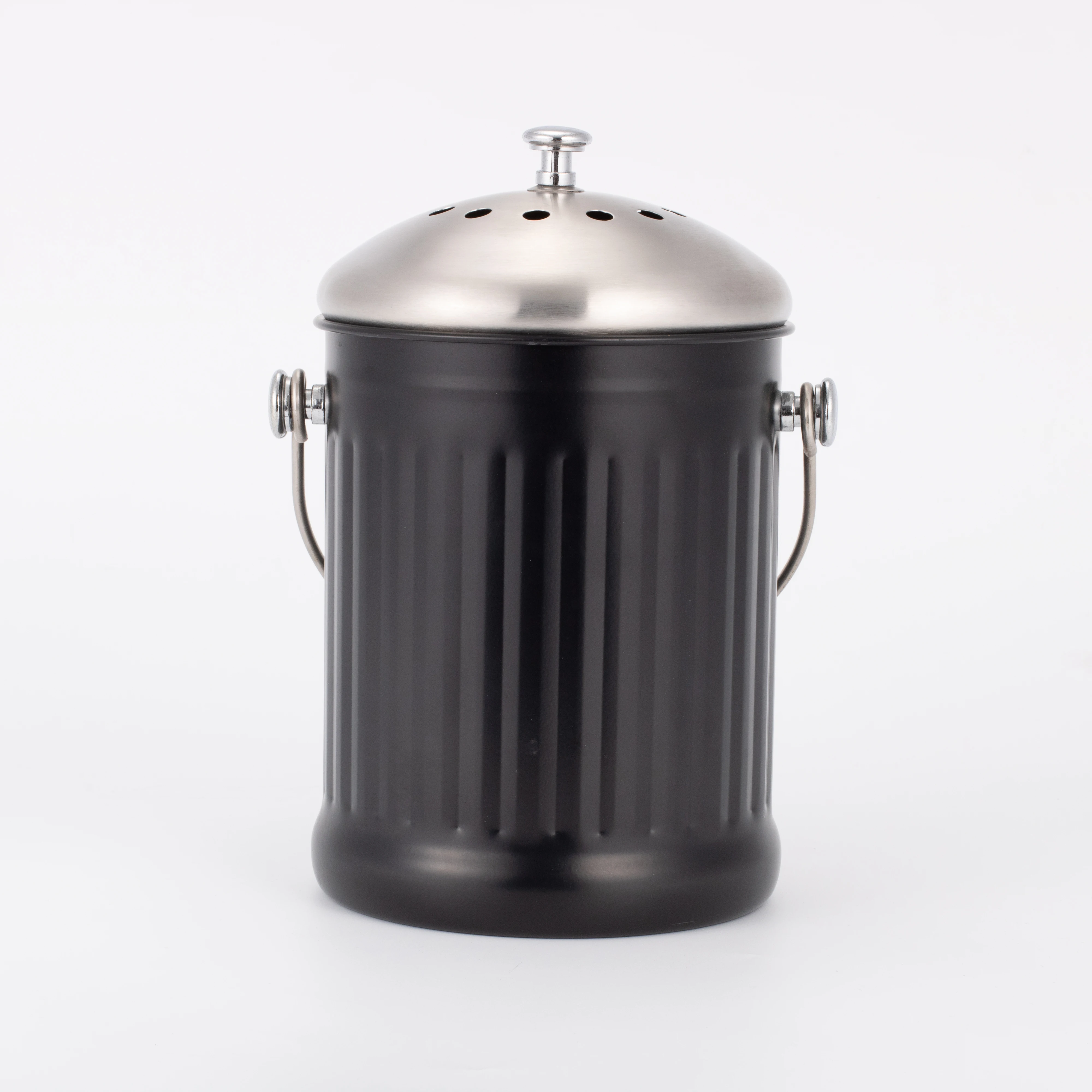 Round Stainless Steel Compost Pail Kitchen Garden Countertop Standing Storage Bucket Compost Bin
