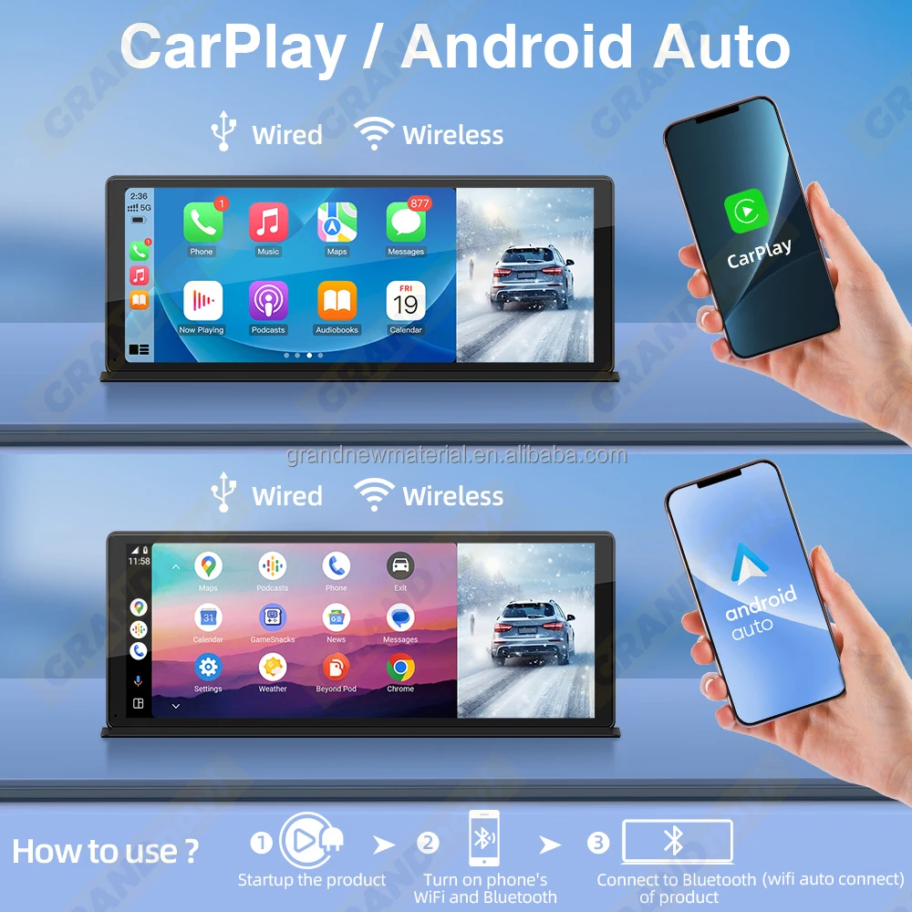 GRANDNAVI 11.3inch Wireless CarPlay Android Auto Touch Screen BT Music FM Transmission AUX Like For BMW AUDI BENZ Car Display