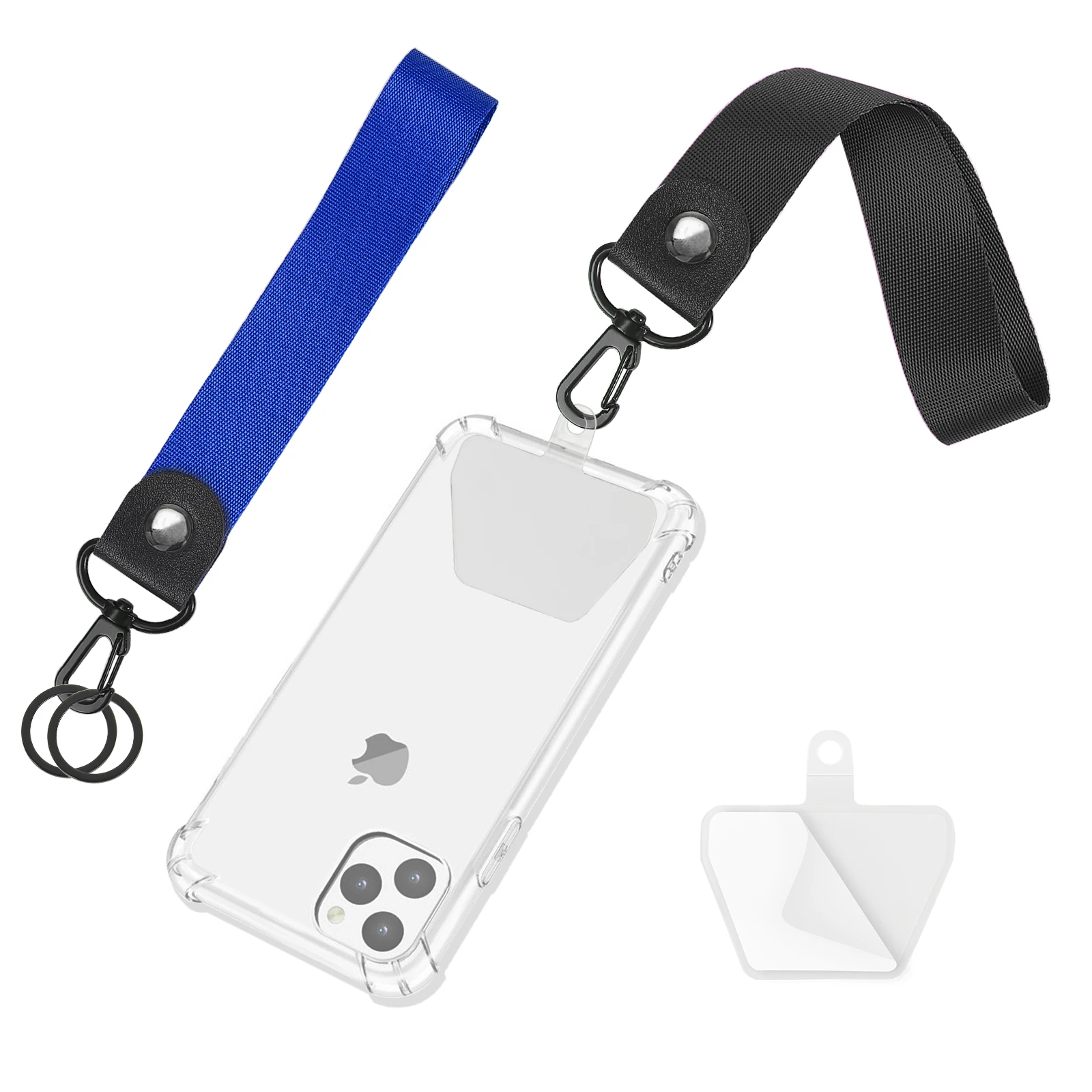 Finger grip ring stand reflective polyester neck silicone bead pendant wrist key chain set universal phone strap teacher lanyard