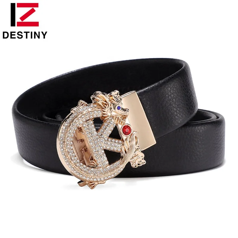 Factory Wholesale Trendy Automatic Buckle Dragon Genuine Leather Fashion Luxury Brand Famous Designer Men Belt