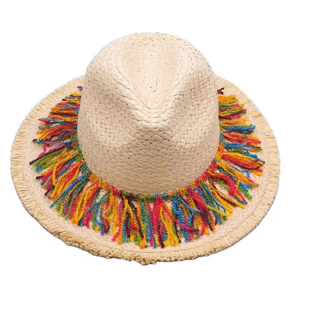 Oem Wholesale Custom Logo Breathable Summer Colorful Panama Sunproof Woven Beach Hat Lifeguard Straw Hat Sun Visor Cap