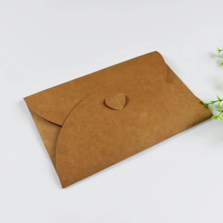 Sustainable Kraft Brown A4 A7 A6 A9 Heart Button Invitation Envelopes Used for Cards Weddings Invitations Office