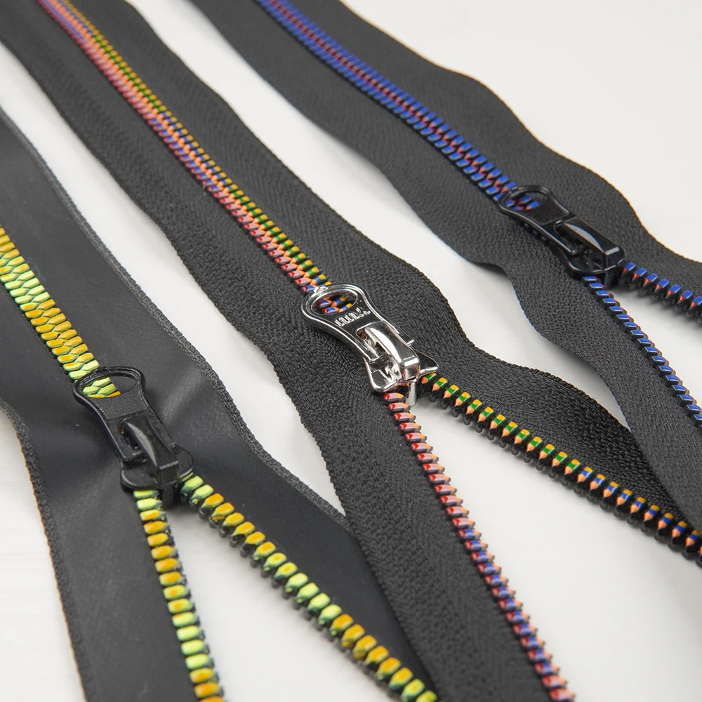 Custom  nylon zipper pulls tape 5 jeans puller logo open end gold nylon zipper roll for clothes bags