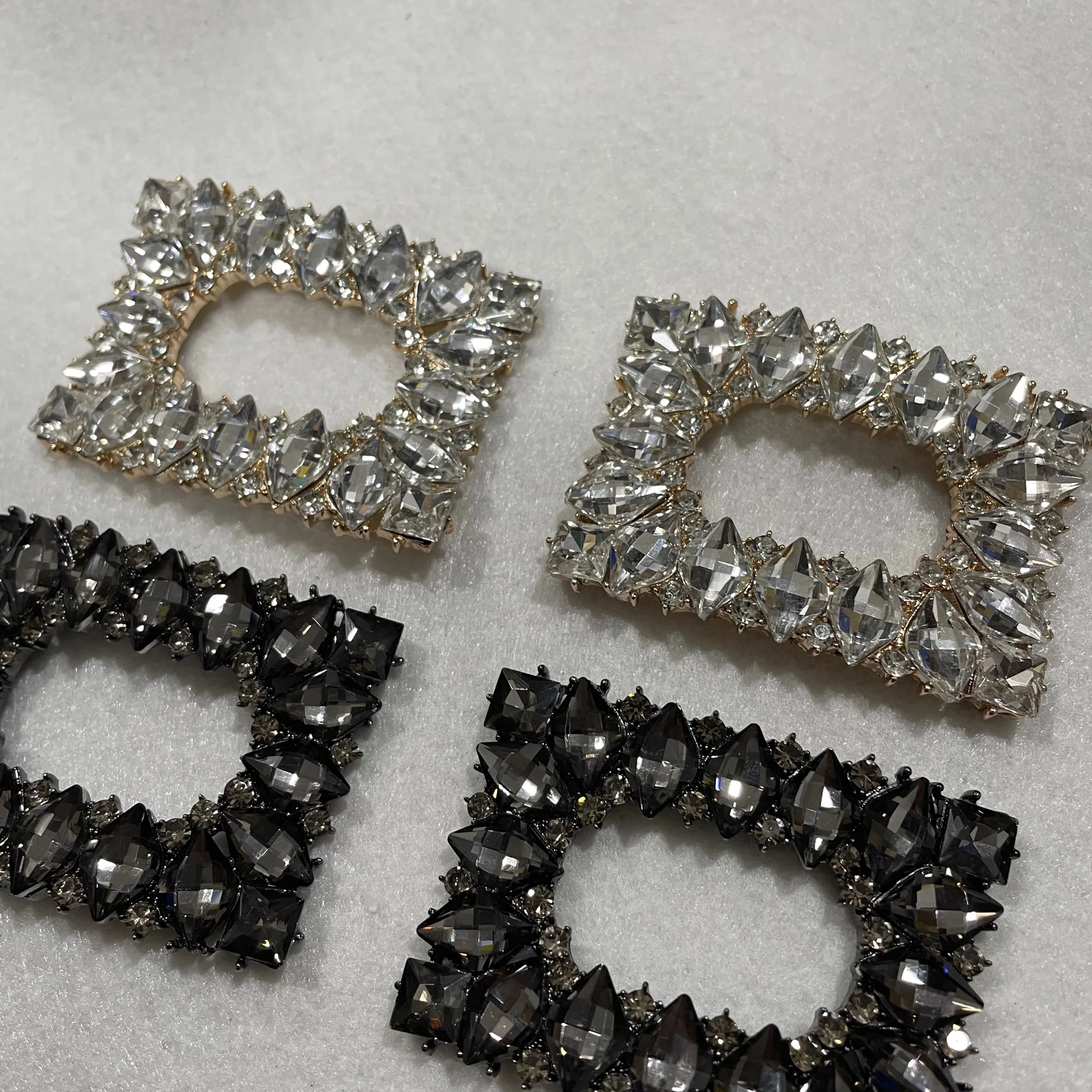 Fashionable Factory Rectangle Glass Rhinestone Shoes Buckle for Wedding Shoes