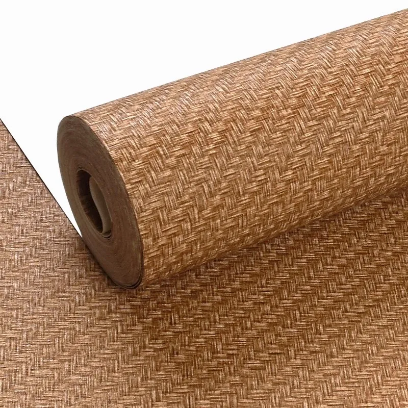 Durable Chinese Style PVC Vinyl Solid Color Waterproof Faux Linen Textured Wallpaper Removable Decoration