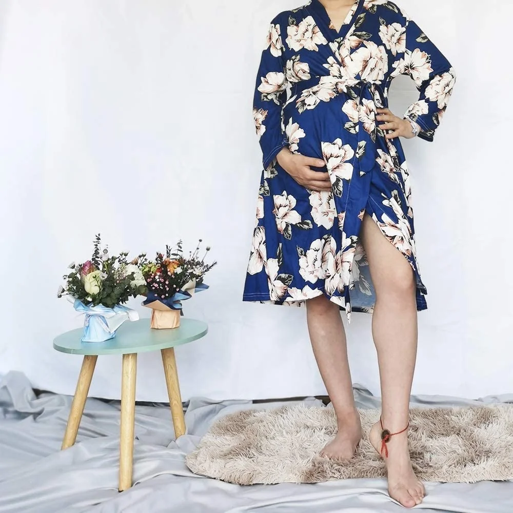 
New Flower Newborn Muslin Baby Swaddle Wrap Blanket Muslin Swaddle and Matching Mum Dressing Gown Set 