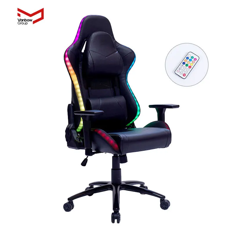 VANBOW 2023 New High Quality  LED Light RGB  Gaming Chair With Lights And Speakers For Gamer Cheap