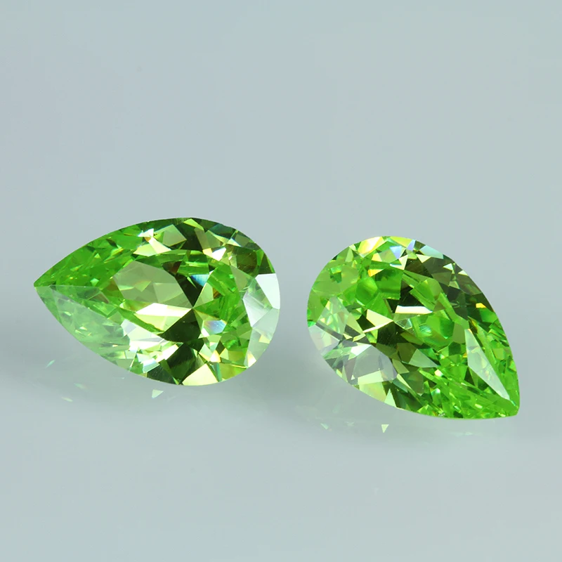 Cheap Price High Quality Pear Cut Green Color Preciosa Mystic Zirconia Cubic Zirconia CZ Stone Bulk Loose Stones Wholesale Price