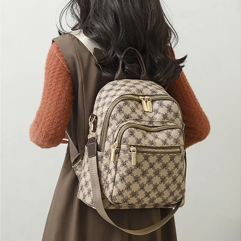 Latest Design Vintage PU Leather Waterproof Ladies Large Capacity Outdoor Travel Fancy Backpack