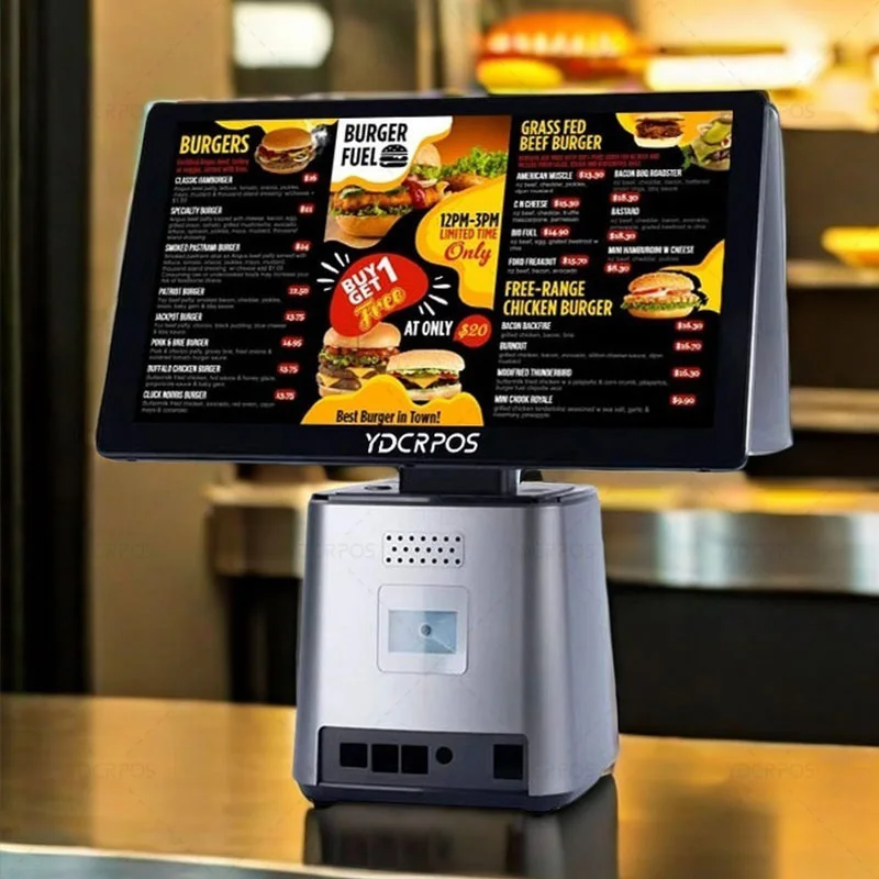 QR Code Scanning High Resolution Desktop Touchscreen All In One 80mm Thermal Printer Pos System With Barcode Scanner