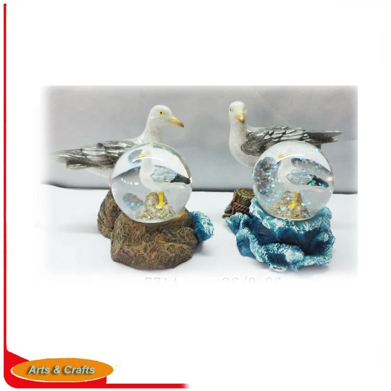 Promotion polyresin seagull snow globe  Cheap Price Home Ornament Poly Resin Animal Seagull Figurine