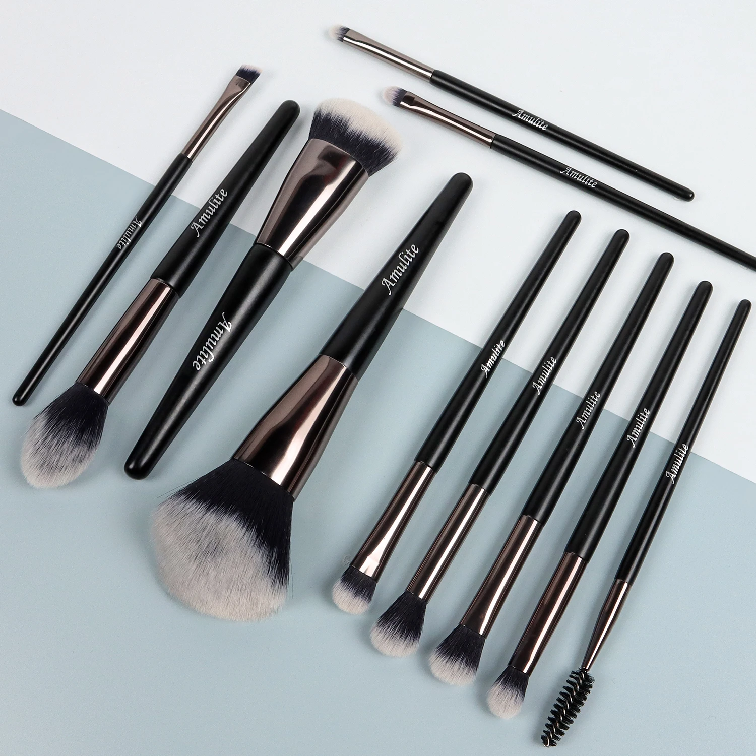 AMULITE 11pcs Makeup Brushes For Powder Foundation Contour Eyeshadow Cosmetic brush set makeup brushes custom logo