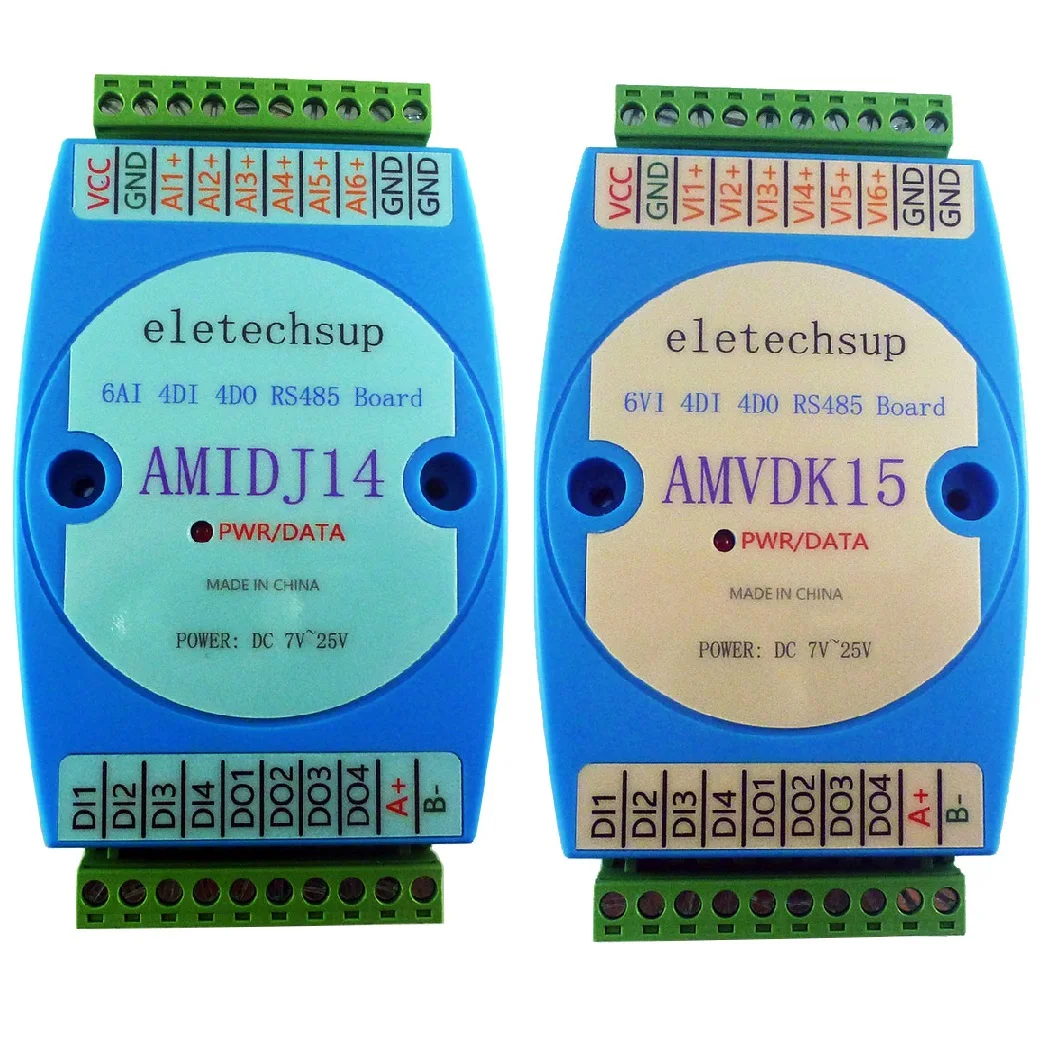 6ch 4-20MA 0-10V Current Voltage Analog Input & 4ch NPN DI-DO RS485 Modbus Rtu PLC HMI PC Text Editor IO Expansion Board