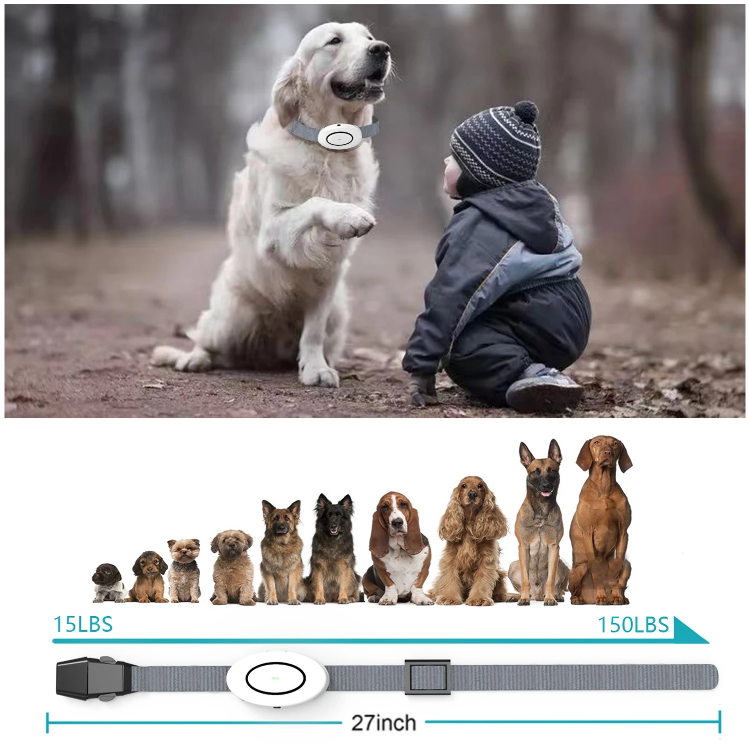 Anti-bark Waterproof Adjustive 1150ft Distance Remote Control Pet Dog Shock Remote Dog Training Collar