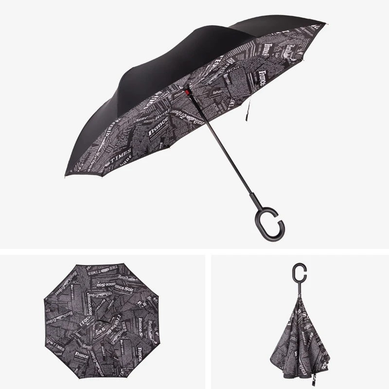 Inside Full Color Custom Digital Printing Inside Out Manual Open Close Small Kids C Handle Invert Reverse Umbrella For Children