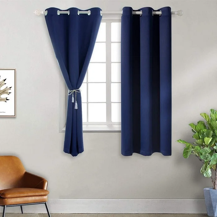 Custom Curtain Design Thermal Blue Eyelet Blackout Curtains for The Living Room