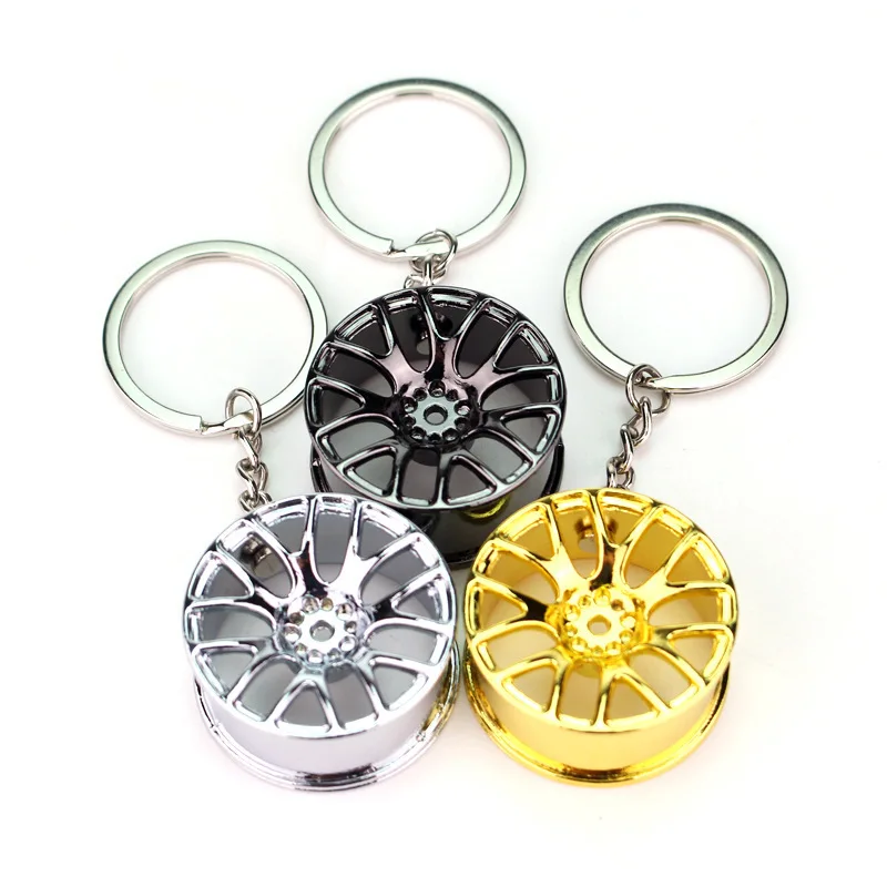 Promotion Piston Gift Car Interior Accessories Car Metal Keychain Turbo Gear Hub Pendant Brake Disc Shock Absorber Keychain