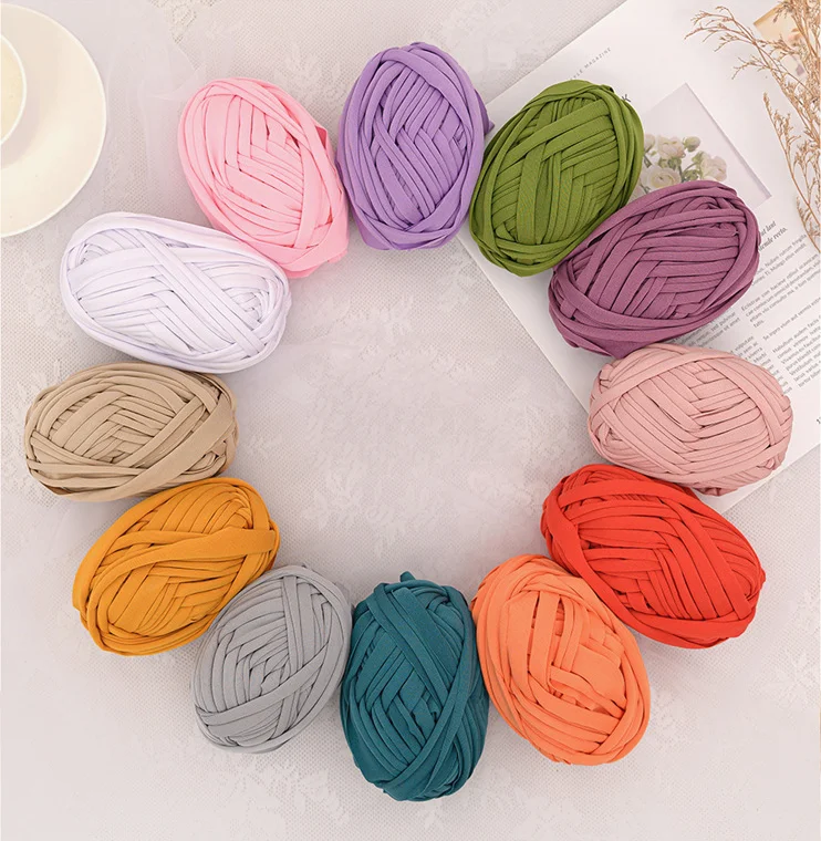 New Material Blanket Crochet Tape Fancy Yarn 92% polyester 8% Spandex T Shirt Yarn for Bags