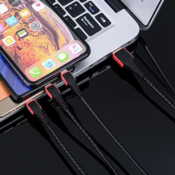 Wholesale 3 in 1 USB cable charger 2A micro USB charging cable for micro type c cable
