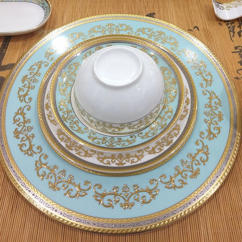 Лидер продаж, набор посуды, роскошный фарфоровый набор посуды из костяного фарфора, изящный дизайн, фарфоровая тарелка для дома, отеля, ресторана