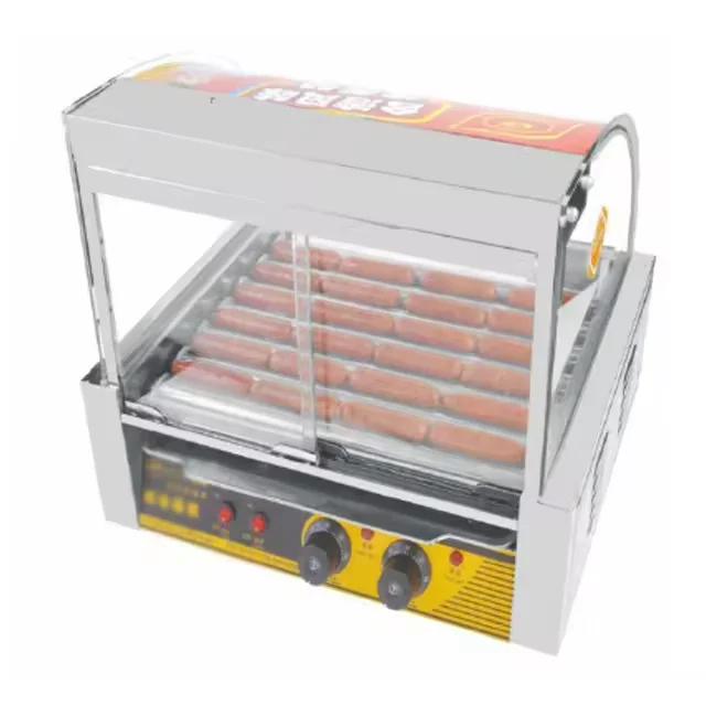Commercial Professional Stainless Steel Double Temperature Control Hot Dog Sausage Machine with Barbecue Oven Snack Preparation