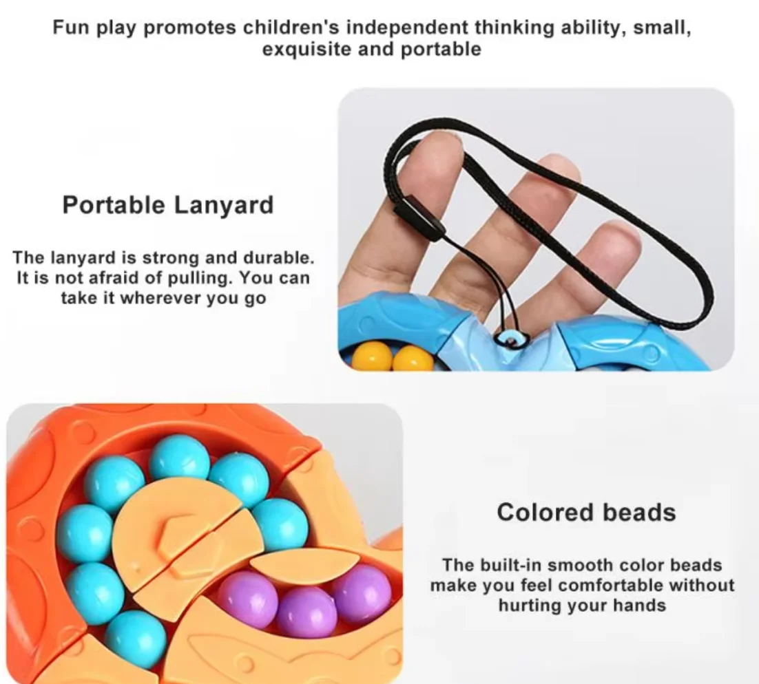 Stress Release Toy Spinner Puzzles Turn Cube Decompression Fingertip Toy Rotating Magic Bean Fidget Cube