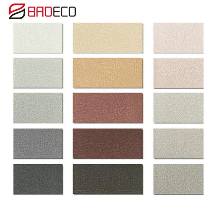 Leather facing modified clay tile wall using flexible decorative tile