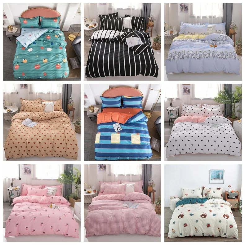 
Nantong Factory Cheap 4pcs Black White Stripe Double Queen King Size Bed Sheet Duvet Cover Bedding Set 