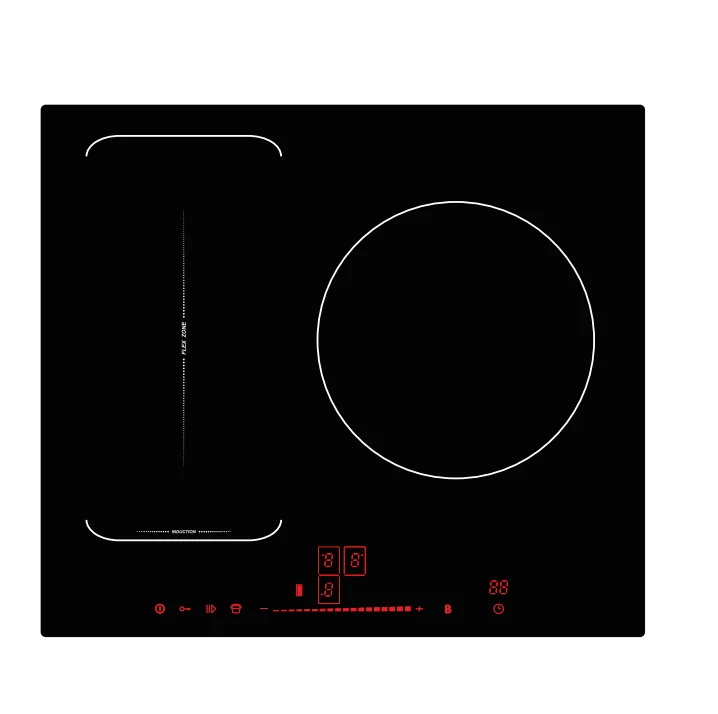 60cm tempered glass built-in induction hob with two flex zone