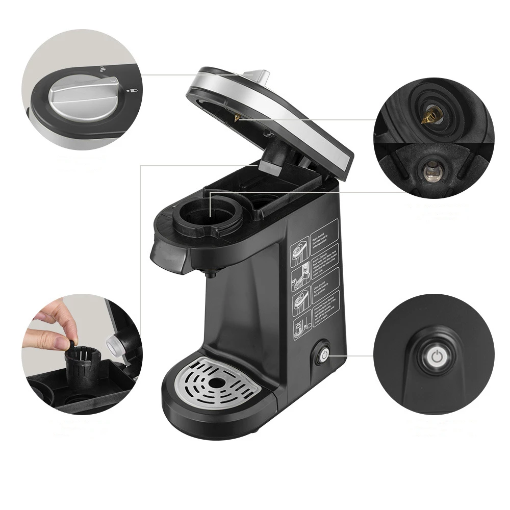 Portable Home Office Travel Brewer Capsule Single Serve K-cup Coffee Maker Machines For Pod Ground Coffee