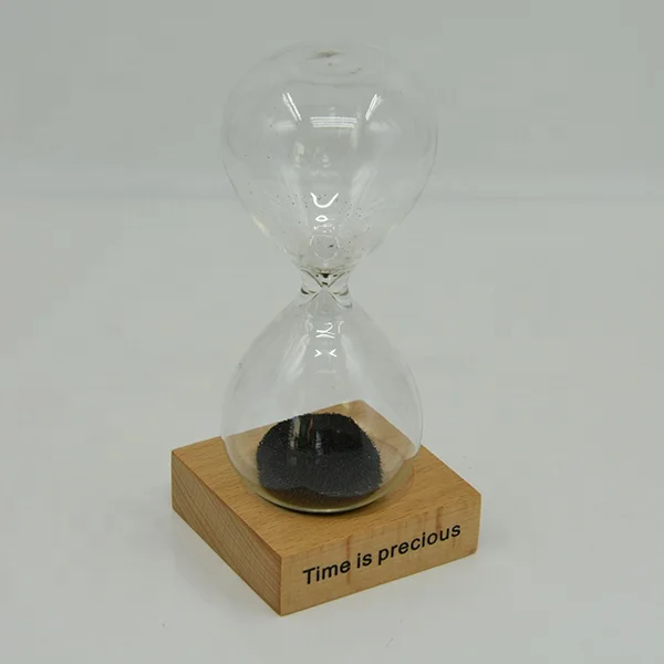 Iron Filings Hourglass With Wood Base Magnetic Sand Timer Hourglass