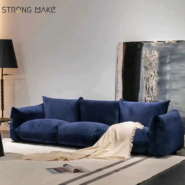 Three-Seat Home Minimalist Simple Modern Lounge Furniture Hotel Small Apartment Living Room Fabric Vintage Sofa For Living Room