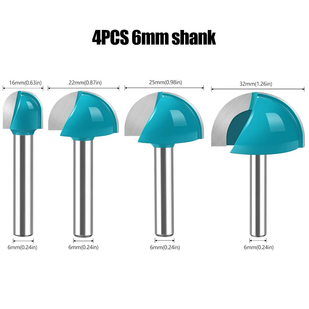 6mm round bottom lace milling cutter round headed bit woodworking semi-circular relief end mill ball headed engraving tools