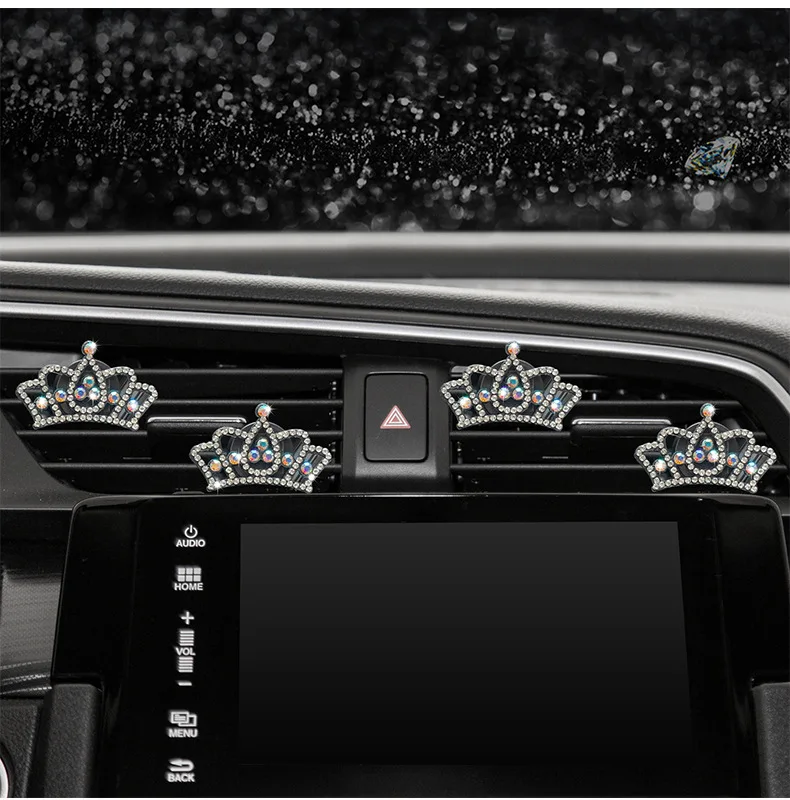 Solid Crown Diamond Alloy Car Air Outlet Perfume Clip Vent Aromatherapy Interior Fragrance Decoration Car Air Freshener