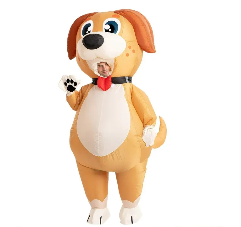 Funtoys Customzied Puppy Inflatable Dog Halloween Holiday Full Body Mascot Costume For Adult Cartoon Animal Cosplay Mascotte