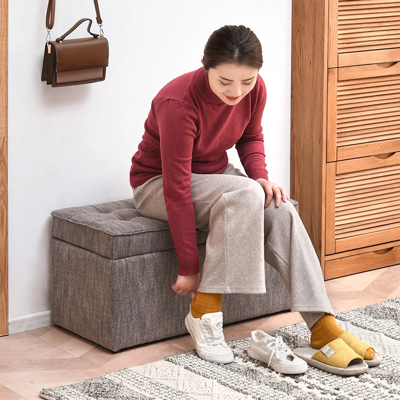 Fabric Kids Organizer Bench Box Footrest Folding Storage Stools Ottomans