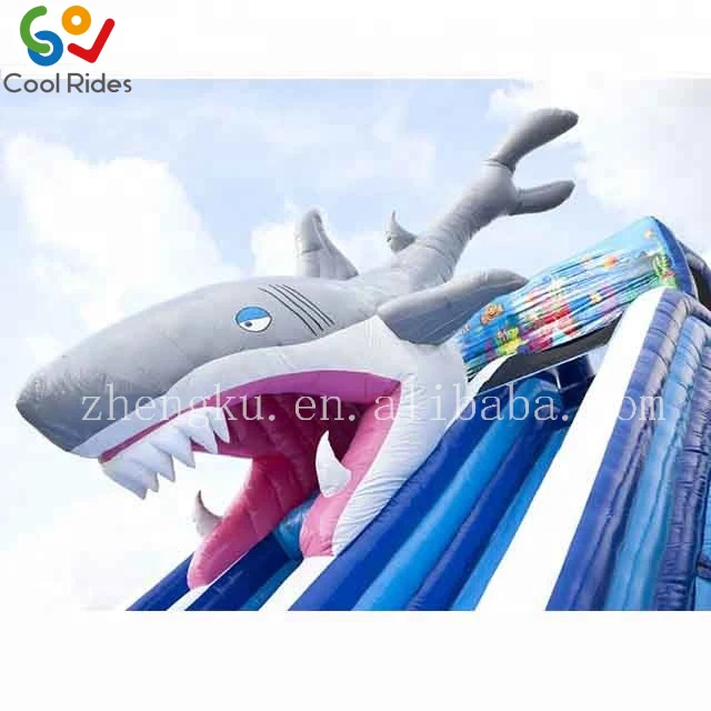 Hot sale 0.55mm PVC tarpaulin inflatable water slide jumping castle shark bouncy castle