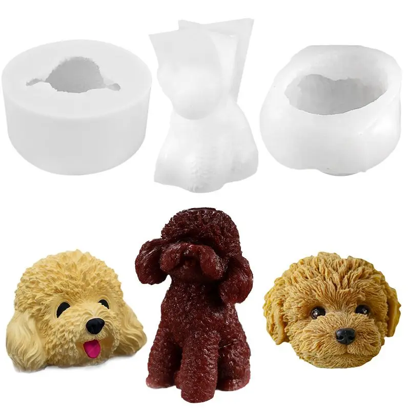 Three-Dimensional  Aromatherapy 3d  Cute Animal Shaped Baking Cake Silicone Soap Teddy Bears Dog Candle Mold