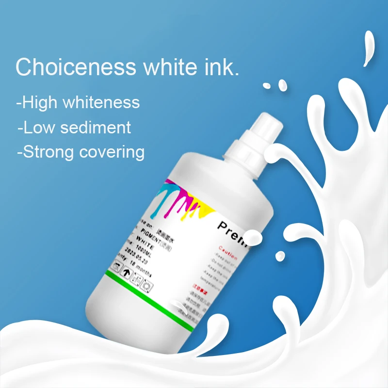 Premium 1000ML Waterproof PET Film Pigment Bulk White Ink For DTF For Epson L1800 L130 L805 L810 L1455 L1400 L1300 L1110 Printer