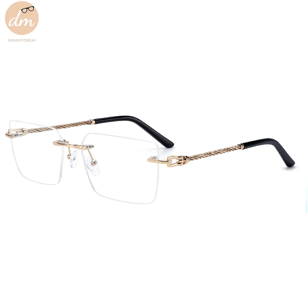 High Quality Business Style Simple Women Rimless Metal Eye Glasses Frames Eyewear
