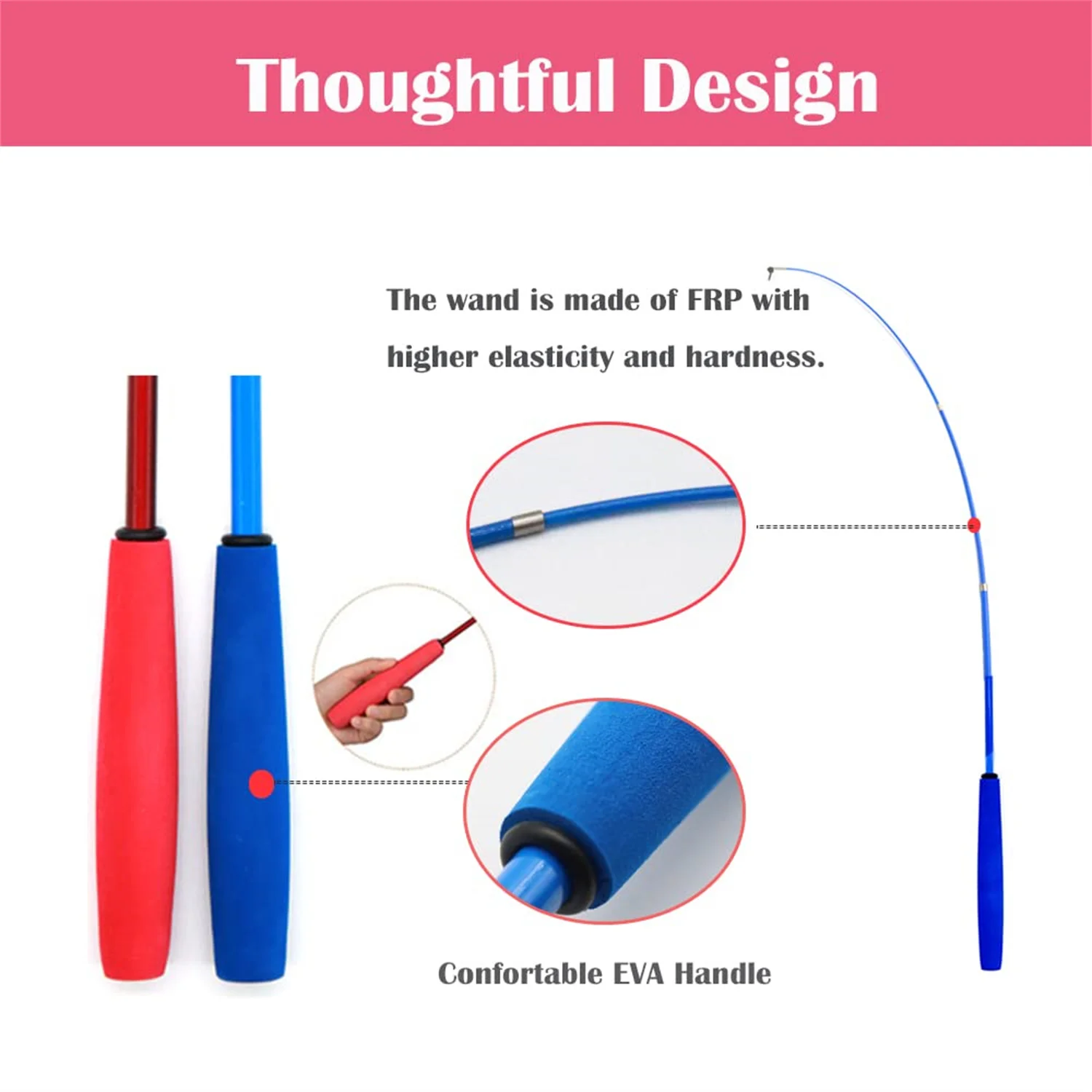 New Design Pet Interactive Colorful Custom Size Retractable Long Kitty Fun Toy Cat Feather Fishing Worm Rod