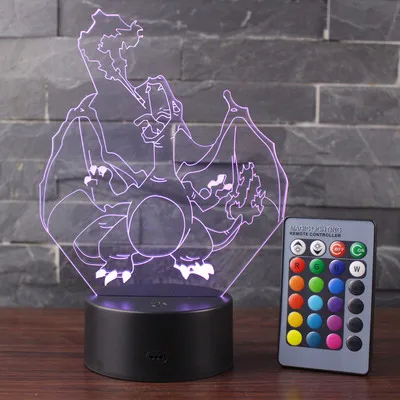 Пользовательская фотография креативный 3D иллюзия аниме динозавр дизайн акриловый стол основание светодиодный ночник