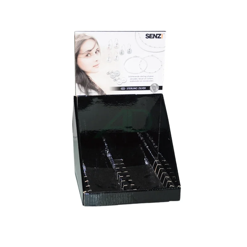POS Corrugated Cardboard Counter Display Stand Custom Supermarket Bracelet Earrings Paper Tabletop Display