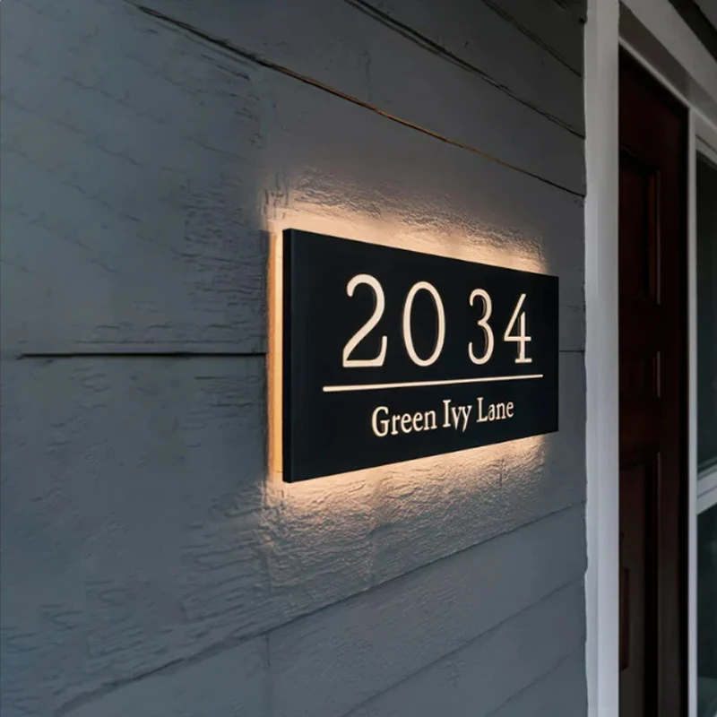 Hotel Signage Companies Acrylic Hotel Room Number Apartment Door Signs LED House number Sign light