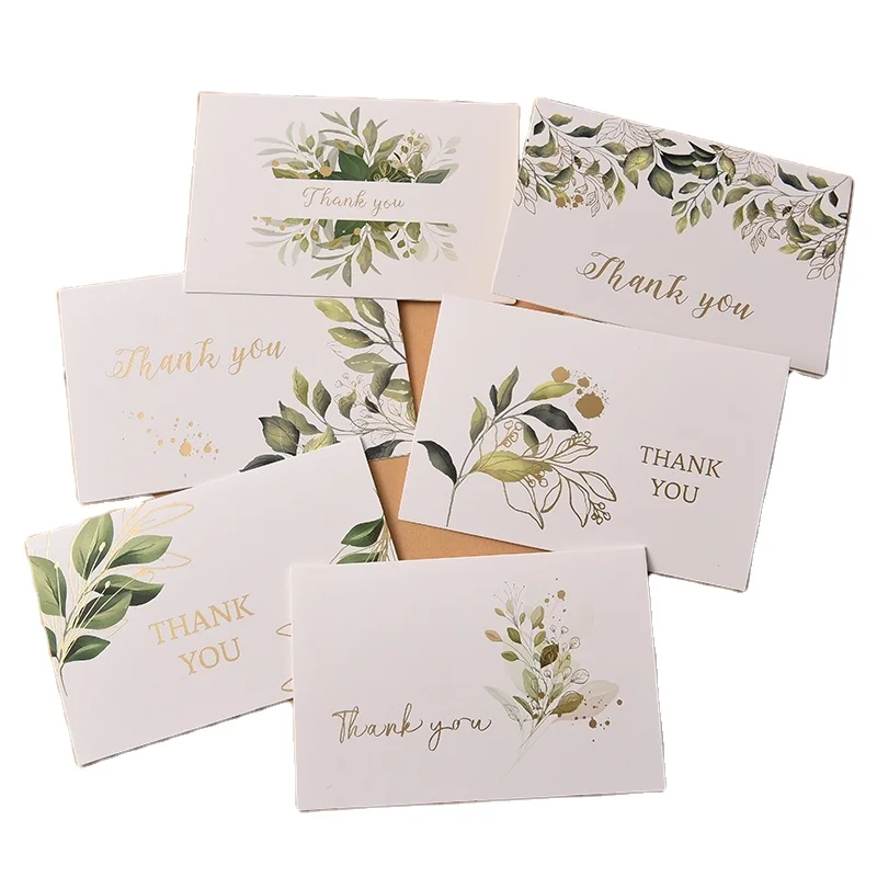 Gold stamp Embossed Letters paper Thank You Cards crafts pack with envelop