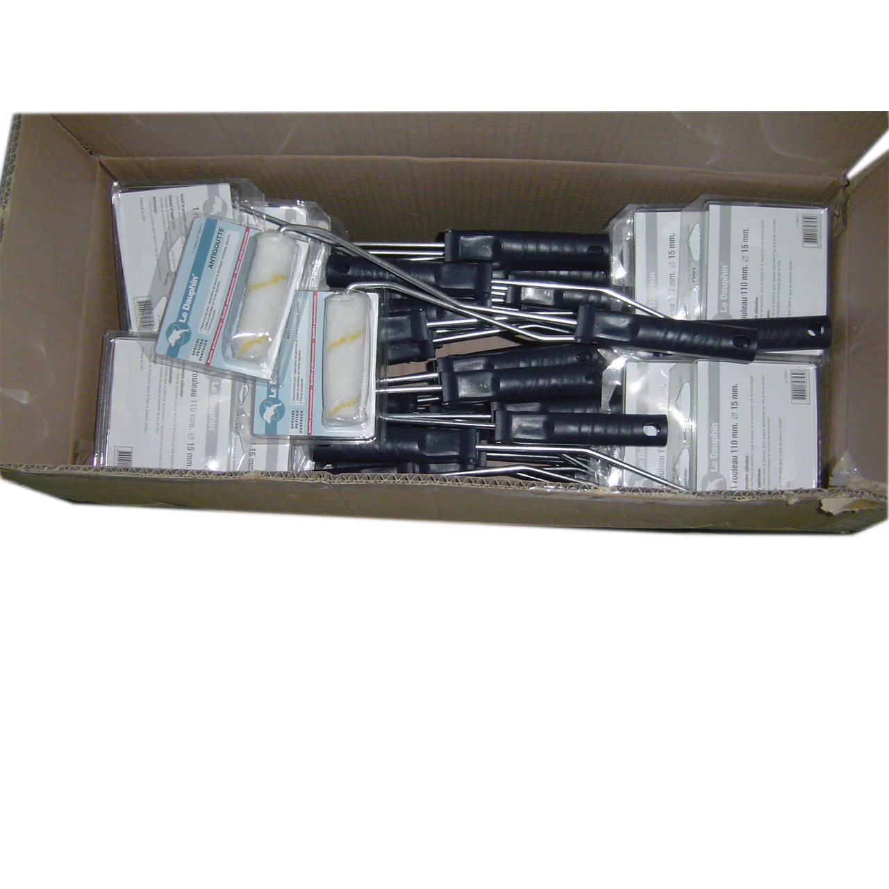 2pcs set Blister Packing Plastic Steel 390mm Long Handle Color Line,Mohair, Foam, Color Card Small Painting Roller