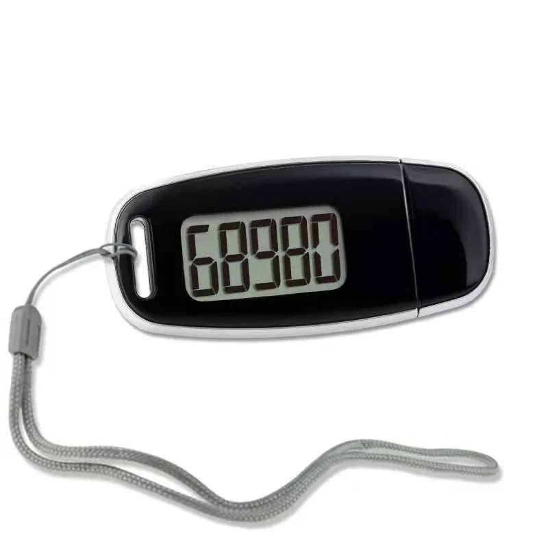 3D single function backlit pedometer easy operation back clip lanyard backlit pedometer